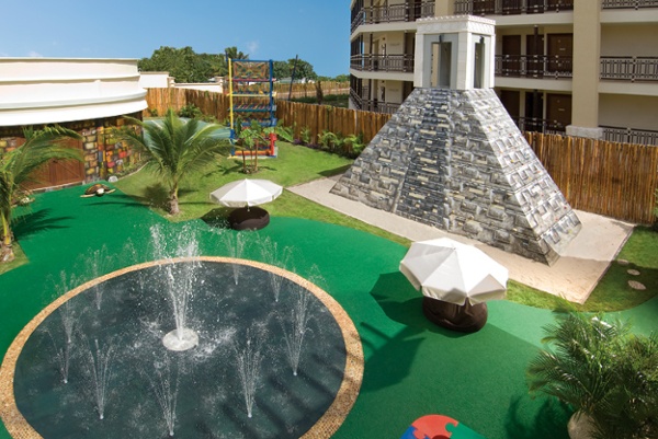 Explorers Kids Club at Dreams Riviera Cancun including climbing pyramids and splash pad